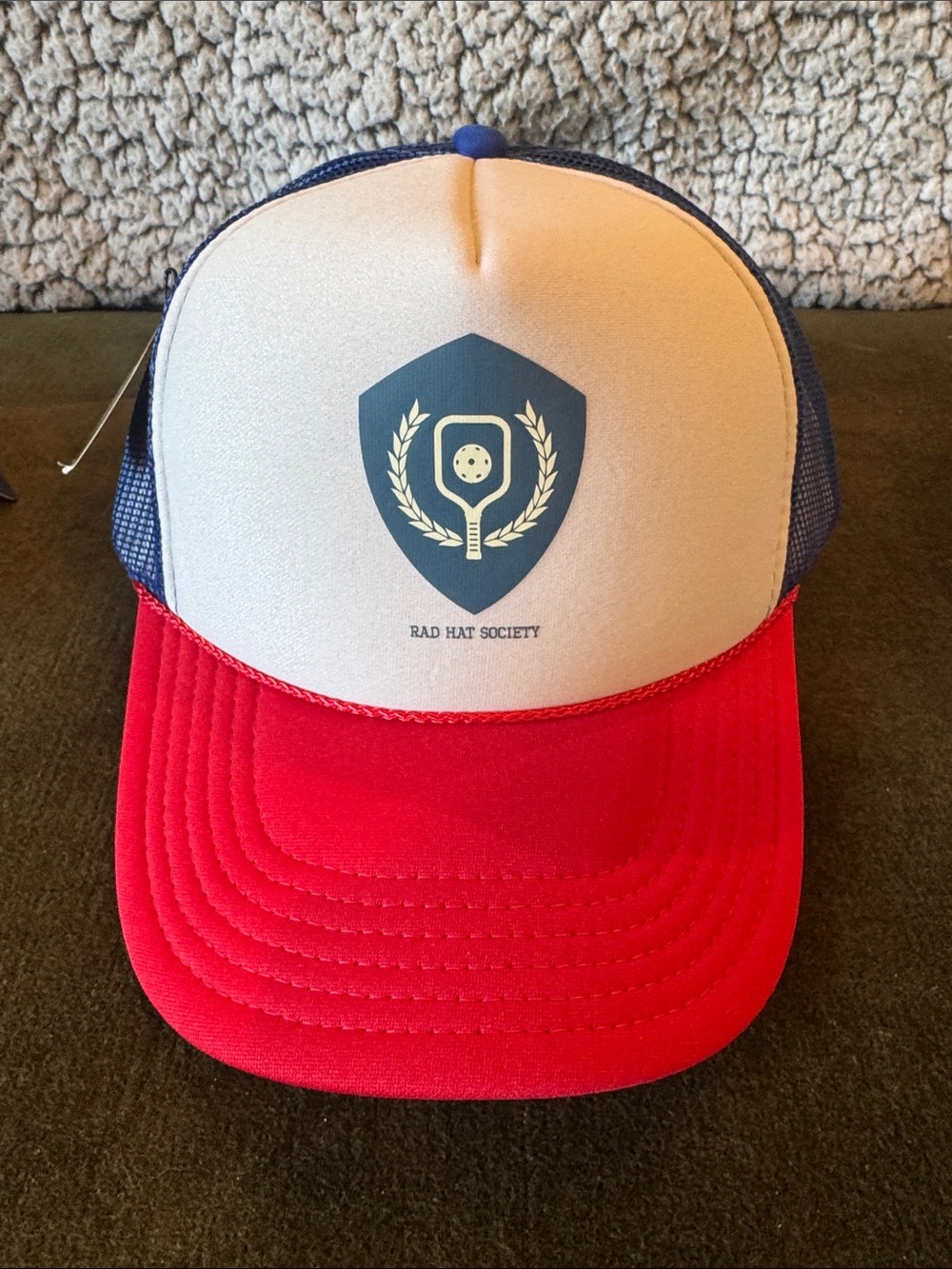 Trucker Hat in Red, Navy & Cream